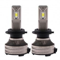 Set 2 LED-uri Auto Techstar&reg; P30, H7, 80w, 14000 Lumeni, 6500K, AUTO, 12-24 Volti, CSP, Canbus, Miez Cupru, Radiator Aluminiu