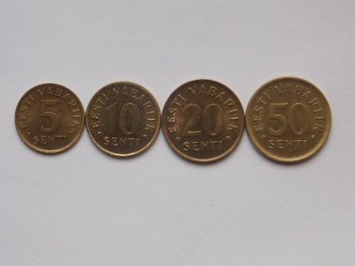 LOT 4 MONEDE DIFERITE-5,10,20,50 SENTI ESTONIA foto