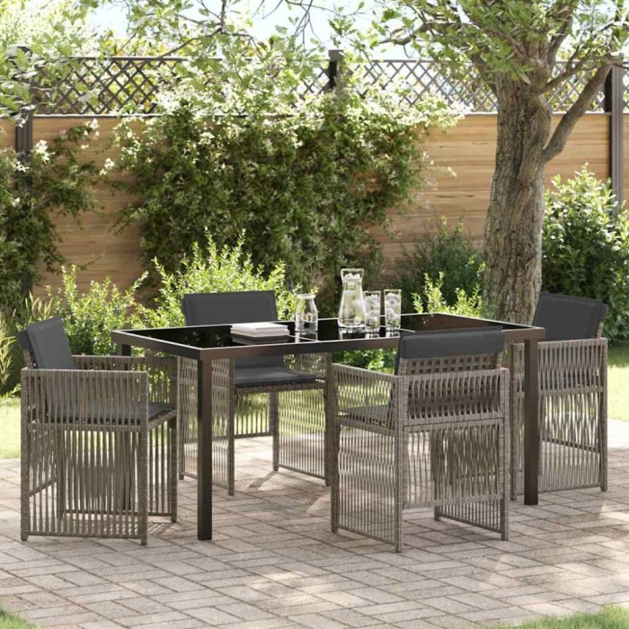 vidaXL Set de masă pentru grădină 5 pcs Gri Rattan poli