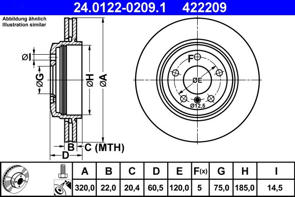 ATE 24.0122-0209.1 Disc frana