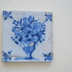 "Vas cu flori" placa ceramica de Delft sec 18