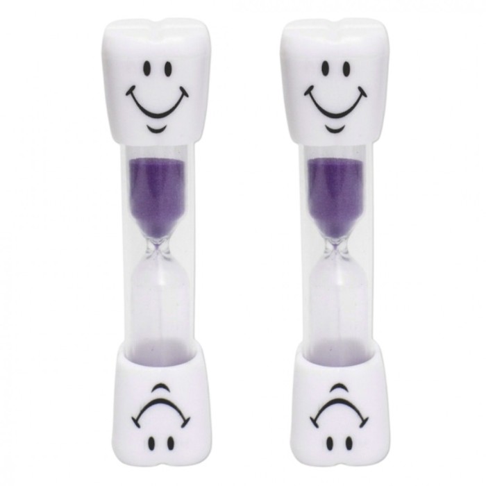 Set 2 clepsidre pentru perierea dintilor, 3 minute, 10 x 2.5 cm, mov