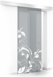 Usa glisanta Boss &reg; model La Vie alb, 90x215 cm, sticla gri 8 mm, culisanta in ambele directii, Modern Glass Art