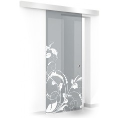 Usa culisanta Boss &reg; model La Vie alb, 60x215 cm, sticla gri 8 mm, glisanta in ambele directii