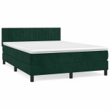Cumpara ieftin Pat box spring cu saltea, verde inchis, 140x190 cm, catifea