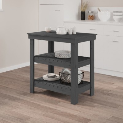 vidaXL Banc de lucru, gri, 78,5x50x80 cm, lemn masiv pin 823641 foto