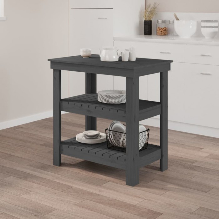 vidaXL Banc de lucru, gri, 78,5x50x80 cm, lemn masiv pin 823641