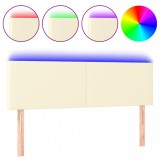 Cumpara ieftin Tablie de pat cu LED, crem, 144x5x78/88 cm, piele ecologica