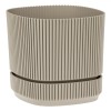 Ghiveci Plastic Patrat Bej 21x21x19cm, 4.6L, Model Dungi, Decorativ, Interior/Exterior
