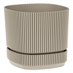 Ghiveci Flori, Model Pătrat, Plastic, Culoare Bej, Dimensiuni 17x17x15cm, Capacitate 2.3L