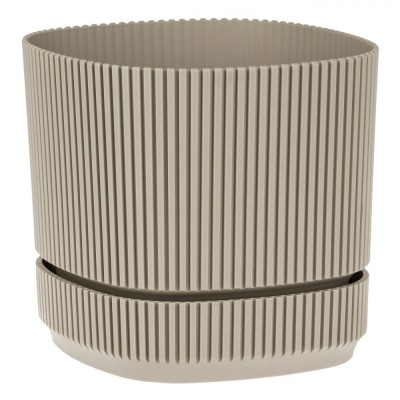 Ghiveci Plastic Patrat, Model Dungi, Culoare Bej, Dimensiuni 21x21x19cm, Capacitate 4,6L foto