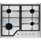 Plita incorporabila pe gaz Electrolux KGS6426SX, 4 zone de gatit, aprindere electrica, dispozitiv de siguranta, gratare fonta, 60 cm, inox