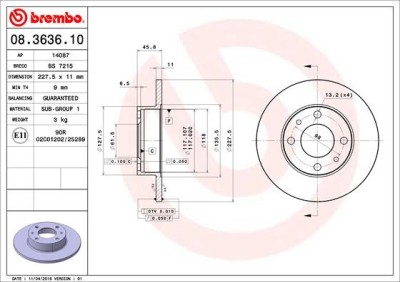 BREMBO 08.3636.10 PRIME LINE Disc frana foto