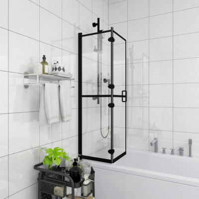 vidaXL Cabină de duș pliabilă, negru, 100x140 cm, ESG foto