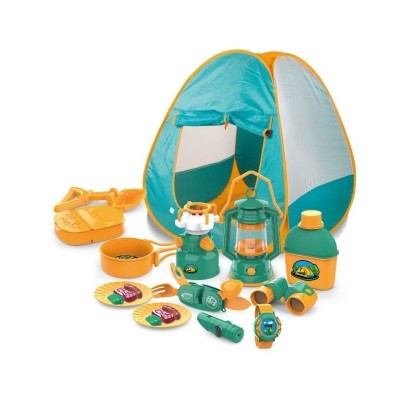 Set camping pentru copii eMazing: cort și 7 Accesorii cu tematică, potrivit pentru interior și exterior, multicolor foto