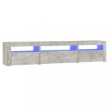 Comodă TV cu lumini LED, gri beton, 195x35x40 cm