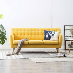 Canapea cu 3 locuri, material textil, 172 x 70 x 82 cm, galben foto