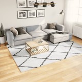 vidaXL Covor pufos &quot;PAMPLONA&quot; fire &icirc;nalte negru/crem modern 200x280 cm