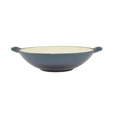 Vas de fonta tip Wok, emailat, albastru, 35.5x11 cm, Perfect Home foto