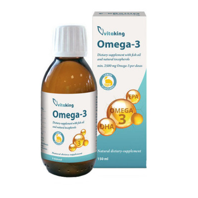 Omega 3 Ulei de Peste cu Gust de Lamaie cu Tocoferoli Naturali 2500 miligrame 150 mililitri Vitaking foto