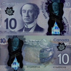 CANADA █ bancnota █ 10 Dollars █ 2013 █ P-107c █ POLYMER █ UNC █ necirculata