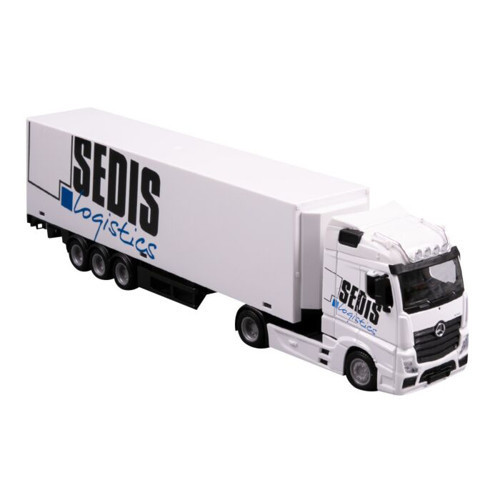 Macheta Bburago 1:43 Camion Mercedes Actros Sedis Logistics cu Stivuitor,