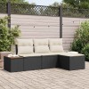 VidaXL Set de canapele pentru grădină cu pernă 4 pcs negru și crem