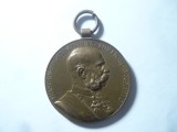 Medalie 40 Ani Domnie Fr.Josef Imparatul Austriei 1848-1898 , bronz , d=3,4cm