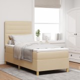 vidaXL Pat crem cu saltea 90x200 cm țesătură