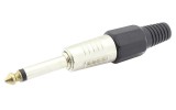 Conector jack 6,3mm, mono, tata, negru, pe cablu - 121180