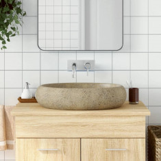 Lavoar de blat, nisipiu, 59x40x15 cm, ceramica, oval GartenMobel Dekor