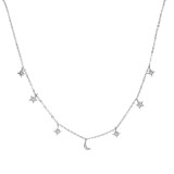 Cumpara ieftin Lantisor argint 925, JW1133, model stelute si semiluna, placat cu rodiu