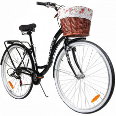 Bicicleta de dama, 6 viteze, fara bara, 28 inch, cos ratan, city bike foto