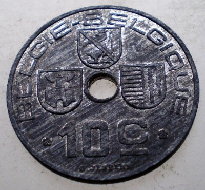 7.761 BELGIA WWII 10 CENTIMES 1944 foto