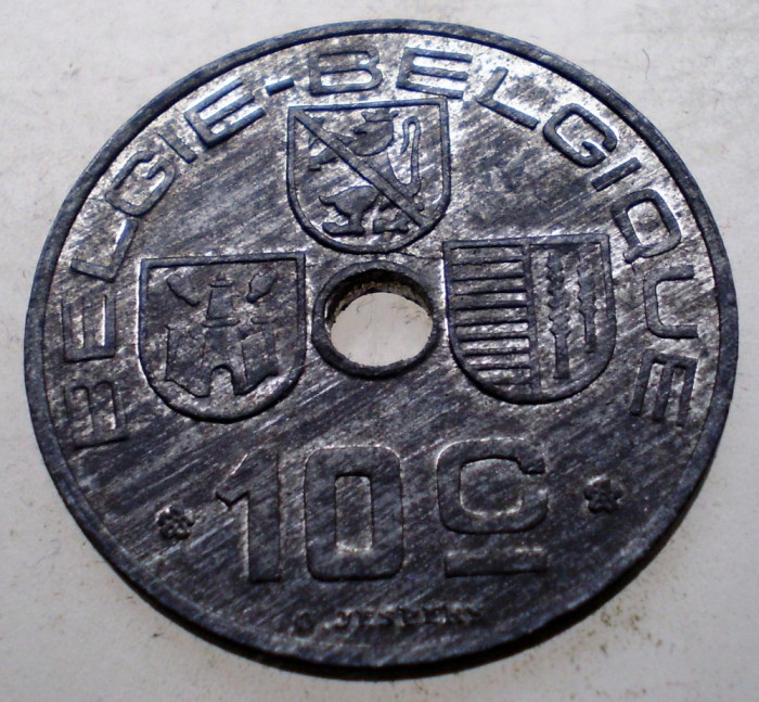 7.761 BELGIA WWII 10 CENTIMES 1944
