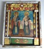 "Sfinții Nifon și Haralamb" icoana pe lemn atelier moldovenesc de factura baroca 1881