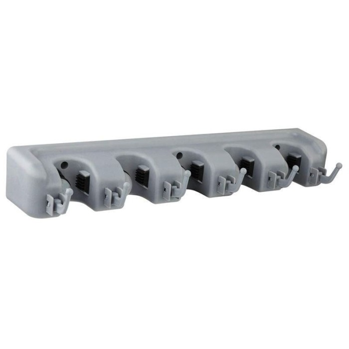 Organizator multifunctional cu 6 carlige si 5 locasuri pentru maturi si mopuri