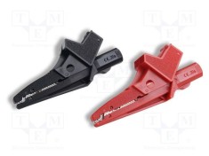 Bornă crocodil 20A neagră și roșie CAL TEST, capacitate prindere max. 24mm, set 2 bucăți