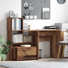 vidaXL Birou cu sertar Lemn vechi 131.5 x 50 x 106.5 cm Lemn compozit 3337271