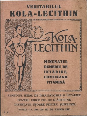 C9141N Veritabilul Kola-Lecithin, minunatul remediu de &amp;icirc;ntărire, conțin&amp;acirc;nd vitamină, fără an, perioada interbelică foto