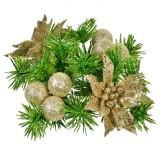 Inel Decorativ pentru Lum&acirc;nare, Model Crăciun, Diametru Total 15 cm, Diametru Lum&acirc;nare 3 cm, Bej
