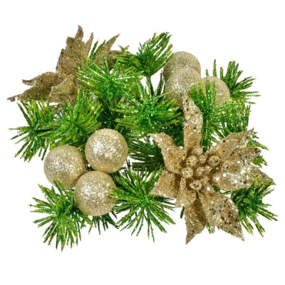 Inel Decorativ pentru Lum&amp;acirc;nare, Model Crăciun, Diametru Total 15 cm, Diametru Lum&amp;acirc;nare 3 cm, Bej foto