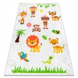 JUNIOR 52104.801 covor lavabil Safari, animale pentru copii anti-alunecare - gri, 200x290 cm