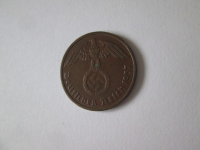 Germania 2 Reichspfennig 1937 D &amp;icirc;n stare foarte bună foto