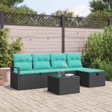 vidaXL Set de canapea cu pernă Manual 6 pcs Negru și Turcoaz poliratan 3359175