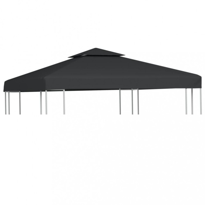 Copertină rezervă acoperiș pavilion gri &icirc;nchis 3x3 m 310 g/m&sup2;
