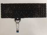 Tastatura Laptop Gaming, Acer, Nitro V16 ANV16-41, N24C4, iluminata, conector 4 pini, negru cu portocaliu, layout US
