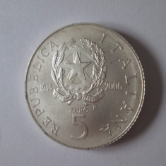 Italia 5 Euro 2006 aUNC comemor.:Italia 60 ani argint 925,diam.=32 mm,gr.=18 gr