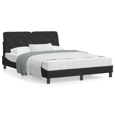 vidaXL Cadru de pat cu tăblie, negru, 120x200 cm, catifea foto