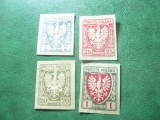 Serie mica Polonia 1919 Stema , nedantelate, 4 valori, Nestampilat